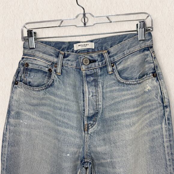 MOUSSY VINTAGE Jeans Women’s Size 27 Distressed Straight Leg 90s Japanese Denim‎ - Picture 2 of 13